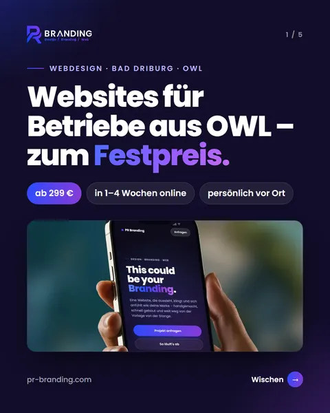 Instagram-Beitrag: Websites für Betriebe aus OWL – zum Festpreis