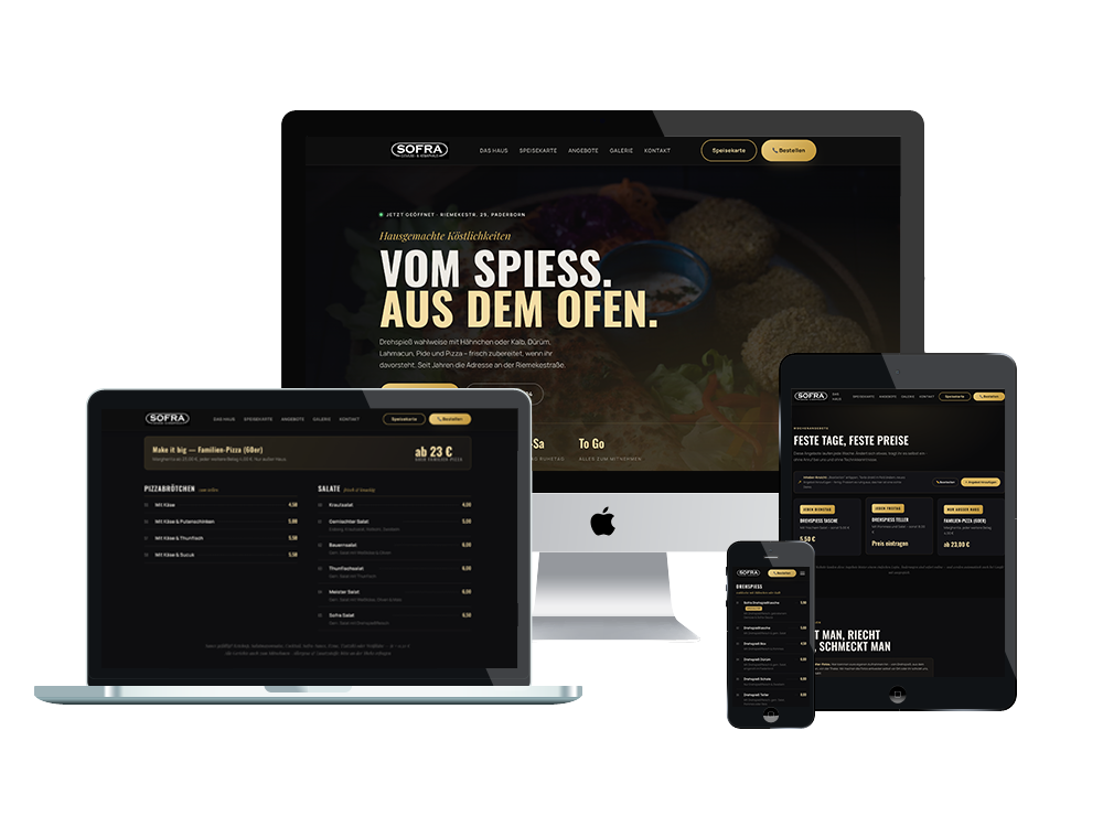 Website von Sofra Gemüse- & Kebaphaus auf Desktop, Laptop, Tablet und Smartphone